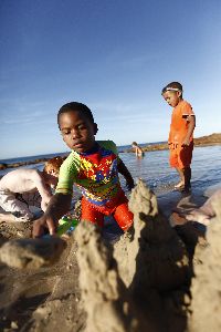 Building Sandcastle at Happy Valley Beach