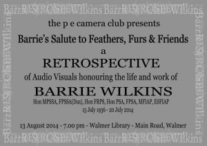 a retrospective of audio visuals honouring the life and work of BARRIE WILKINS
