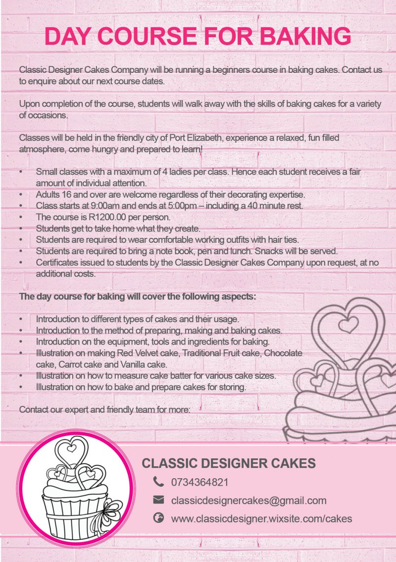 Day Course for Baking