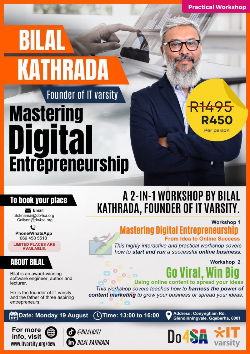 Dive into a game-changing 2-in-1 workshop with Bilal Kathrada, the brains behind IT Varsity. 