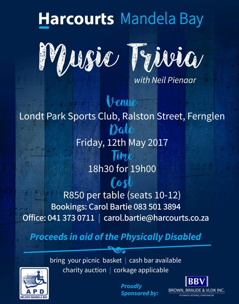 Harcourts Mandela Bay Music Trivia