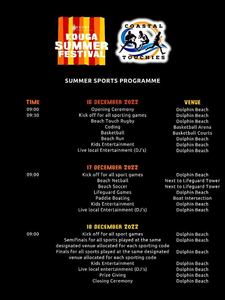 Kouga Summer Festival Sporting Sports Programme