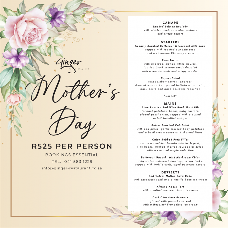 Mother's Day at Ginger The Restaurant