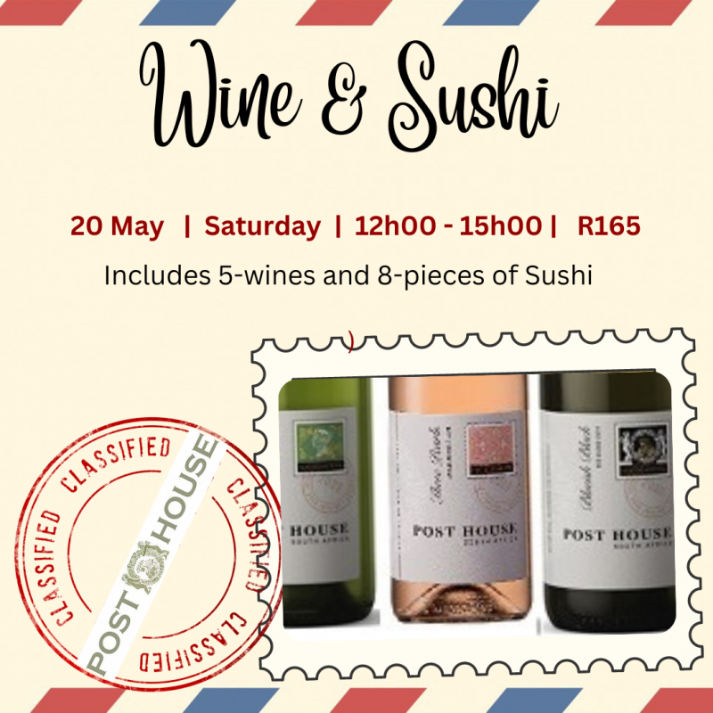 Event Posthouse Wine Tasting and Sushi Nelson Mandela Bay (Port