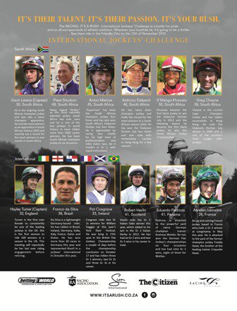 RACING. ITâ€™S A RUSH INTERNATIONAL JOCKEYS CHALLENGE 