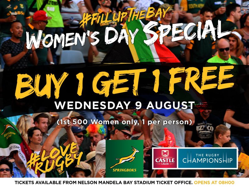 SPRINGBOK TEST TICKET SPECIAL FOR WOMEN IN PORT ELIZABETH 