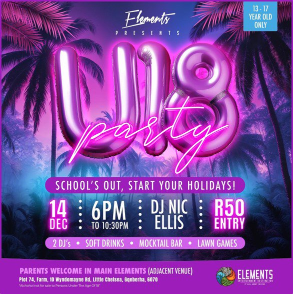 U/18 Party at Elements 