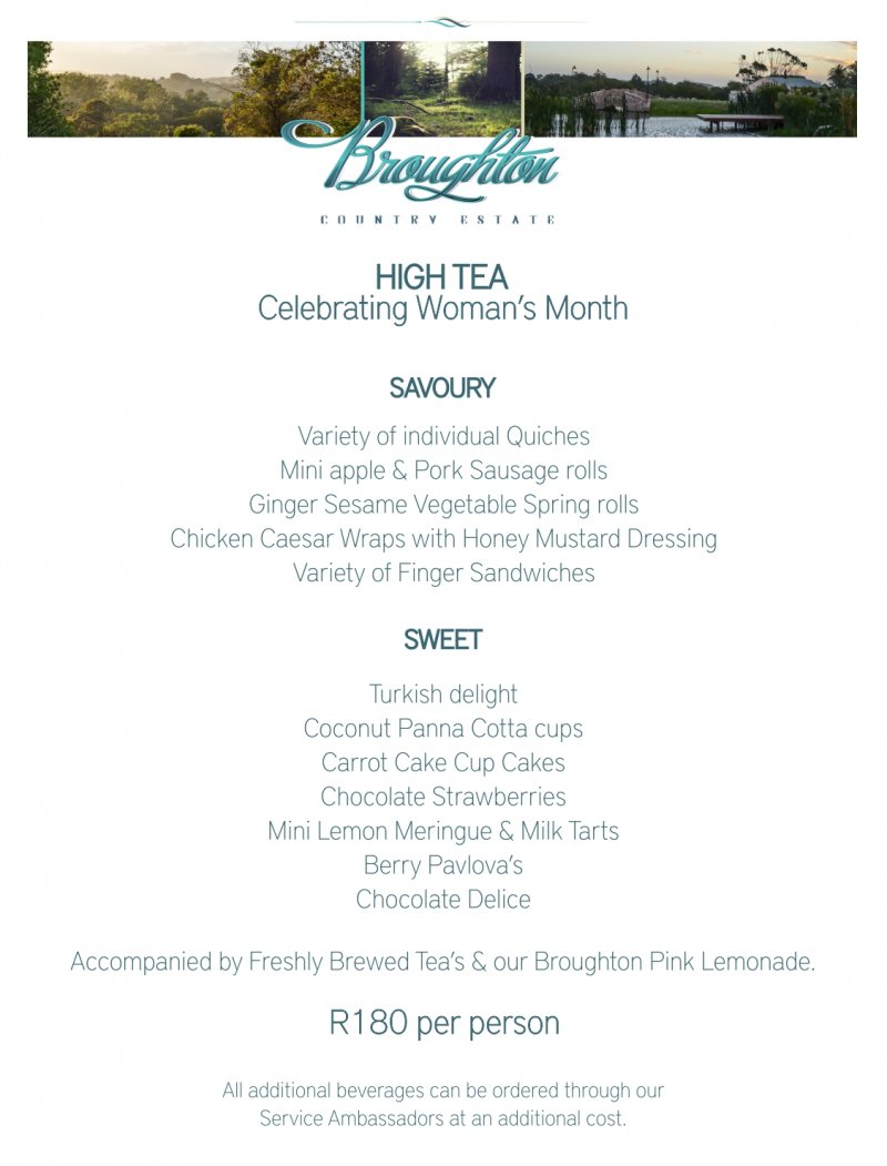 Womans Month High Tea at Broughton Country Estate